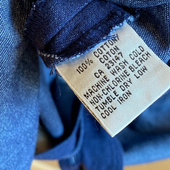 Talbots Cotton Dark Blue Washed Denim Dress Size 4 Petite Button Up Detail Long - Picture 9 of 9